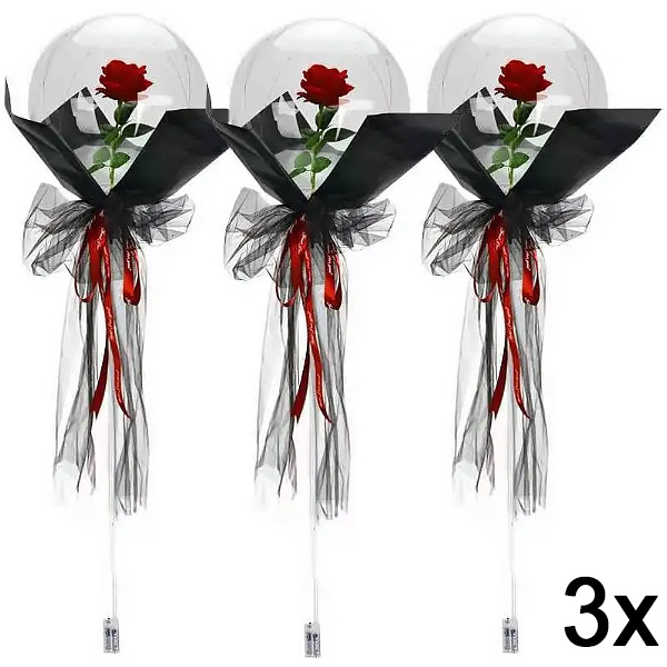 3x Globo LED con rosa para momentos inolvidables | LOVEBALLOON